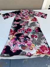 Natori Kimono Nightgown Women Size M Maxi Long Caftan House Dress Floral Print picture
