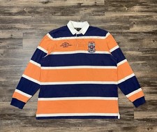 Vintage 90s Polo Ralph Lauren Rugby Shirt Mens Size 2XL Orange Blue Long Sleeve picture