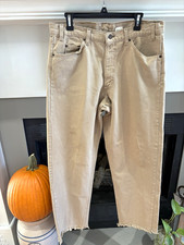Vintage 90s Levi's 565 Wide Leg Jeans Khaki Beige Orange Tab Made in USA Cut 36 picture