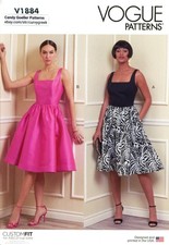 Vogue V1884 Dress w Square Neckline, Diagonal Gathers & Pockets Sz 6-14 UNCUT picture