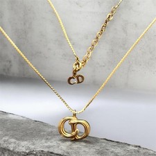 Christian Dior Vintage CD Pendant Gold Chain Necklace picture