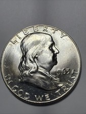 Uncirculated 1963-D 50C BU63 Franklin Half Dollar Last Year Minted picture