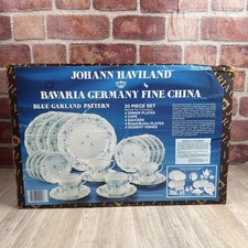 VINTAGE JOHANN HAVILAND BLUE GARLAND FINE CHINA - BAVARIA - 20 PIECE SET - NIB picture
