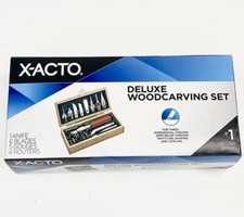 X-ACTO Deluxe Woodcarving Set Hobby Knife Wood Case 16 Piece Blades Gouges X5175 picture