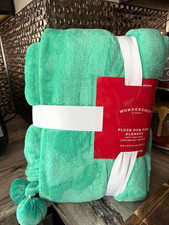 Wondershop at Target Plush Pom Pom Blanket, Green Solid, 66 x 90 in picture