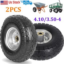 2PCS Upgrade 4.10/3.50-4 Flat Free Solid Rubber Tire and Wheel, 10