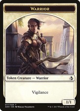 MTG WARRIOR 1/1 WHITE TOKEN WITH VIGILANCE 017 - AMONKHET AKH picture