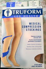 Truform Thigh High Compression Stockings 20-30 mmHg Beige Closed Toe 8868BG-XL picture