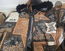 Pelle Pelle Men's 6XL Big & Tall Leather Patchwork Hooded Zip Bomber MLK & X picture