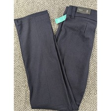 Maurices Navy Blue Black Geometric Bootcut Bengaline Dress Pants M Long Mid Rise picture