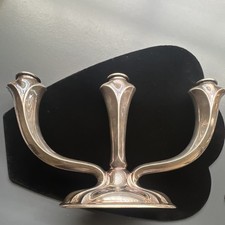 Vintage German Art Deco 1930’s WMF Silverplate 3-Arm Candlestick Candelabra picture