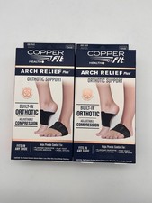2x COPPER FIT ARCH RELIEF PLUS ORTHOTIC SUPPORT ADJUSTABLE ONE SIZE NEW IN BOX picture