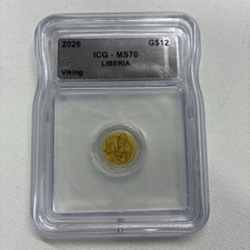 2026 Liberia G$12 Viking Gold Coin ICG MS70 - Graded Perfect Mint State 70 picture