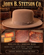 Antique 1890’s Stetson “ Clear Nutria” cowboy  hat  7 1/4 picture