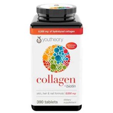 NEW Youtheory Collagen Plus Biotin, 390 Tablets 6,000 mg* of hydrolyzed collagen picture