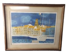 Yves Ganne Signed Numbered Lithograph Saint-Tropez Harbor Scene 169/275 picture