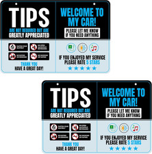 Driver Rating Sign for Rideshare, 5 stars Tips Uber and Lyft Sign for Car picture