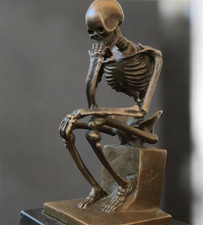 Bronze Skeleton Sculpture Statue MILO Thinking Deco Marble Decor Skull Mori Art picture