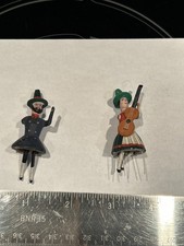 Vintage Erzgebirge German Carved Wood Bristle Dolls Dancing Piano Figures Repair picture