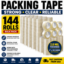 144 Rolls Carton Sealing Clear Packing Tape Box Shipping - 2 mil 2