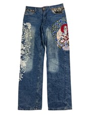 Vintage Hishyouhakurei Japanese Style Peacock Graphic Y2K Embroidered Denim Jean picture