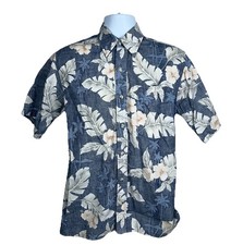 Go Barefoot Reverse Print Floral Hawaiian Aloha Shirt Men’s Medium picture