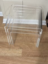 Hollywood Regency Set Of 3 Clear Lucite Nesting Tables Side or End Tables Taiwan picture