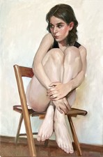 Original Oil Painting,  Portrait, Female Figure, Modern Art 16x23,4 Inch picture