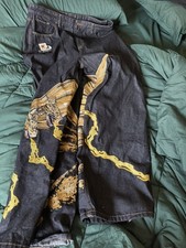 Civil Regime Godzilla Jeans Men's 38 Black Denim Embroidered Streetwear picture