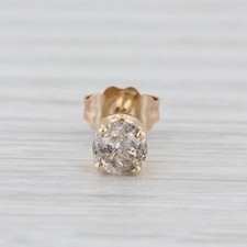 Single 0.22ct Round Diamond Solitaire Stud Earring 10k Yellow Gold picture