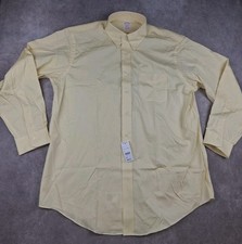 Brooks Brothers Shirt Mens 17 35 Yellow Madison Fit Non Iron Original Dress NEW picture