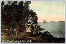 ME Rockland  Rustic Seat Oakland Park c1910 Postcard c1910 picture