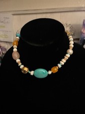 Mayamar Bold Stone Beaded Mixed Gemstone Necklace picture