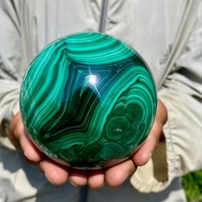 3.08LB Rare Natural Malachite quartz hand Carved sphere Crystal Healing picture
