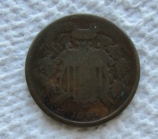 1864 Small Motto Two Cent Piece Rare Key Date Type Coin AG / Good Bit Rough picture