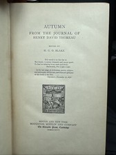 AUTUMN From The Jurnal Of Henry David Thoreau Edited By H.G.O Blake 1897 picture