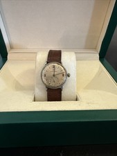 Vintage Men’s Mavado Dress Watch Brown Leather Band And Silver Bezel picture