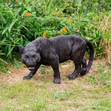Black Panther Stalking Garden Decor Resin Garden Statue Yard Lawn Ornament picture