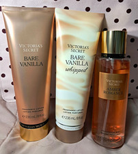 Victoria's Secret Bare Vanilla Set 2x Lotion 8oz + Amber Romance Mist 8.4oz picture