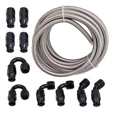 6/8/10AN Stainless Steel PTFE Fuel Line 20ft 10 Fittings Hose Kit E85 Silver picture