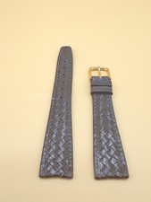 19mm  KREISLER Braided Calfskin GREY NOS Vintage Watch Band & Gold-Tone Buckle picture