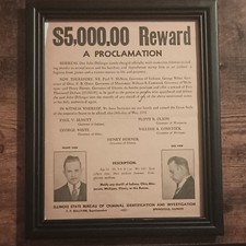 John Dillinger $5,000 Reward - Wanted Poster - Original - Not Reproduction picture