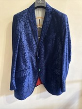 ETRO MILANO Mens Blue Velvet Blazer Jacket US 46 EU 56 23x31 Luxury Casual Z8/2 picture