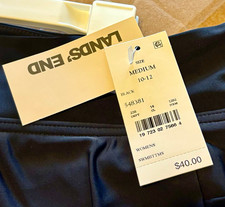 Lands' End Women's Solid Black Swim Shorts Bottom Size M Regular 1pc 548381 picture