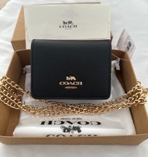  NEW Mini Leather Wallet On a Chain Black C0059 W/BOX  picture