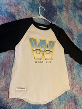 Vintage WWE 2003 JOHN CENA Word Life 3/4 Sleeve T-Shirt WWF Medium? Has Staining picture