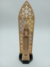 Vintage Virgin Mary Praying Plastic Statuette with Stain Glasslike Back Piece picture