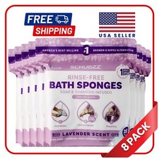 Scrubzz Disposable Rinse Free Bathing Sponges - Lavender, 200 Count picture