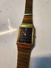 Vintage 1987 Seiko Quartz Tank Watch 5Y30-503H – Gold Tone & Black Dial picture