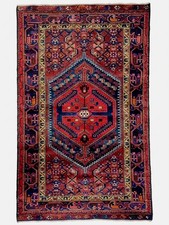 Vintage 4x7 Tribal Geometric Hand Knotted Wool Zanjan Oriental Area Rug Boho picture